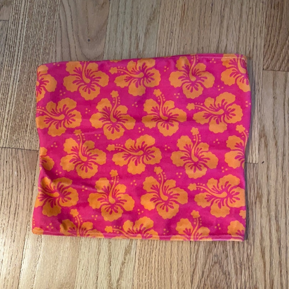 hibiscus print tube top